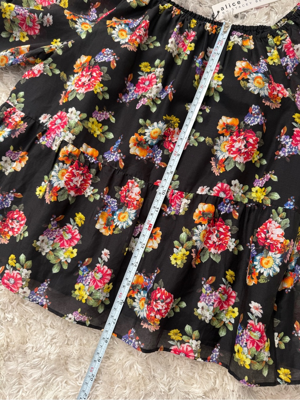 NWT Alice + Olivia Floral Ruffle Peasant Top Size S - Picture 8 of 9